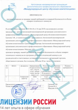 Образец протокола пожарно-техническому минимума  Обучение пожарно техническому минимуму